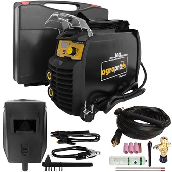 Aparat sudura multifunctional AgroPro TIG 160 Magnum, inverter, 160A, functie TIG, MMA, VRD, tehnologie IGBT, kit complet sudura TIG, cutie transport Aparat sudura multifunctional AgroPro TIG 160 Magnum, inverter, 160A, functie TIG, MMA, VRD, tehnologie IGBT, kit complet sudura TIG, cutie transport