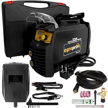 Aparat sudura multifunctional AgroPro TIG 220 Thunder, inverter, 220A, functie TIG, MMA, VRD, tehnologie IGBT, kit complet sudura TIG, cutie transport Aparat sudura multifunctional AgroPro TIG 220 Thunder, inverter, 220A, functie TIG, MMA, VRD, tehnologie IGBT, kit complet sudura TIG, cutie transport
