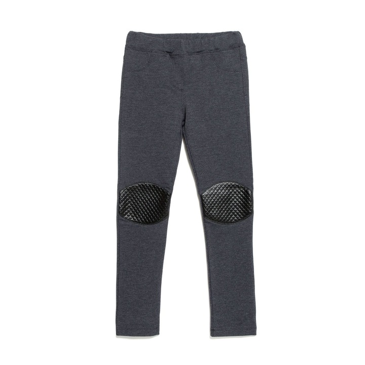 Lányok pamut harisnya eco-bőr elemekkel Mirra, Conte Elegant, szürke, 128-134