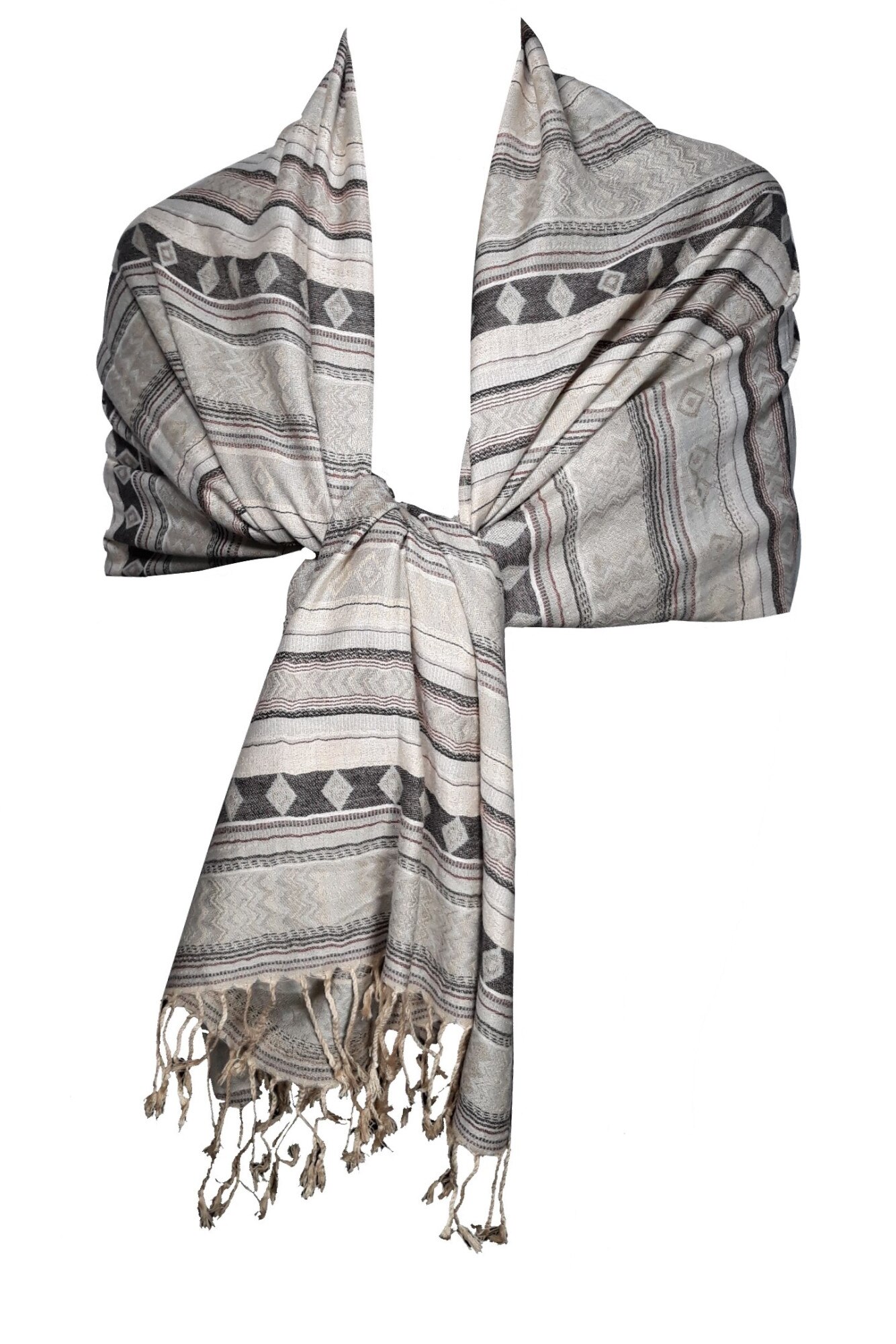 Esarfa dama, gri, model abstract, dimensiune 180x70 cm