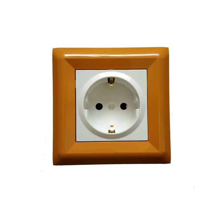 Контакт единичен LB Light Softline, бял с оранжева рамка