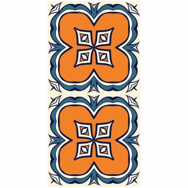 Set 6 buc stickere autocolante faianta decorativa 20cm x 40cm model abstract cu portocaliu 20