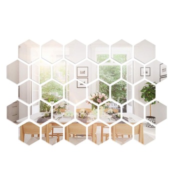 Sticker decorativ Hexagon, M1, Blackswan, culoare argintiu, 46x40x23 mm Sticker decorativ Hexagon, M1, Blackswan, culoare argintiu, 46x40x23 mm