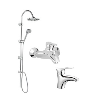 Set dus Ferro Rondo, cu para dus fixa si mobila, baterie cada / dus Ferro Padwa, baterie lavoar Ferro Padwa Set dus Ferro Rondo, cu para dus fixa si mobila, baterie cada / dus Ferro Padwa, baterie lavoar Ferro Padwa