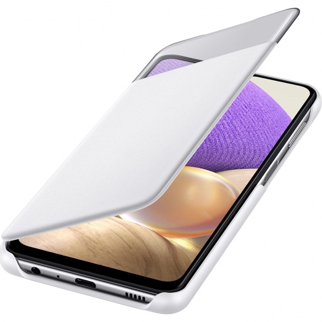 Husa de protectie Samsung Smart S View Wallet Cover pentru Galaxy A32 (5G), White