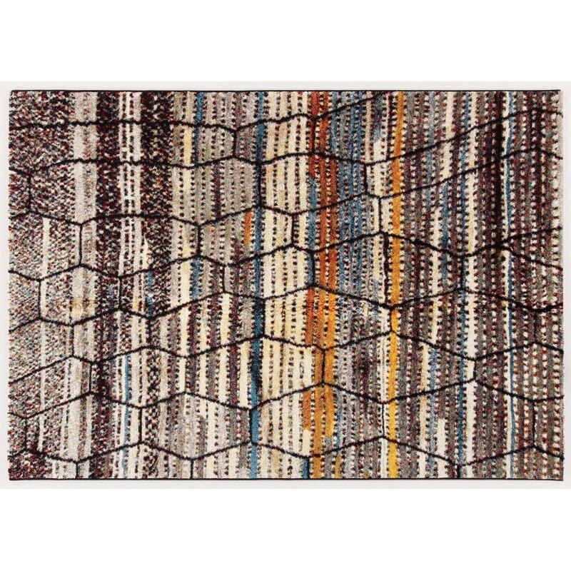 Covor dreptunghiular AMIRA 3, Polipropilena, Model geometric, Multicolor, 190x133 cm