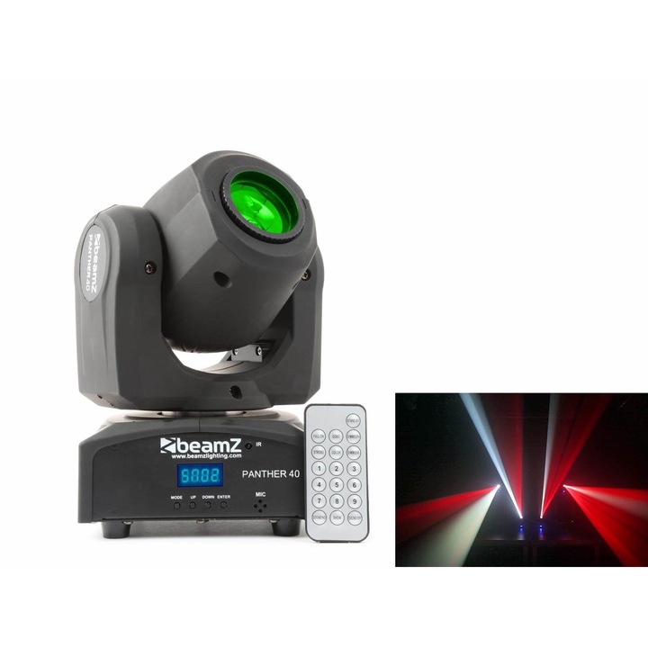 Echipament de lumini, BeamZ Panther 40 DMX robot lumina spot 1x45W 8 culori CREE LED – 8 GOBO