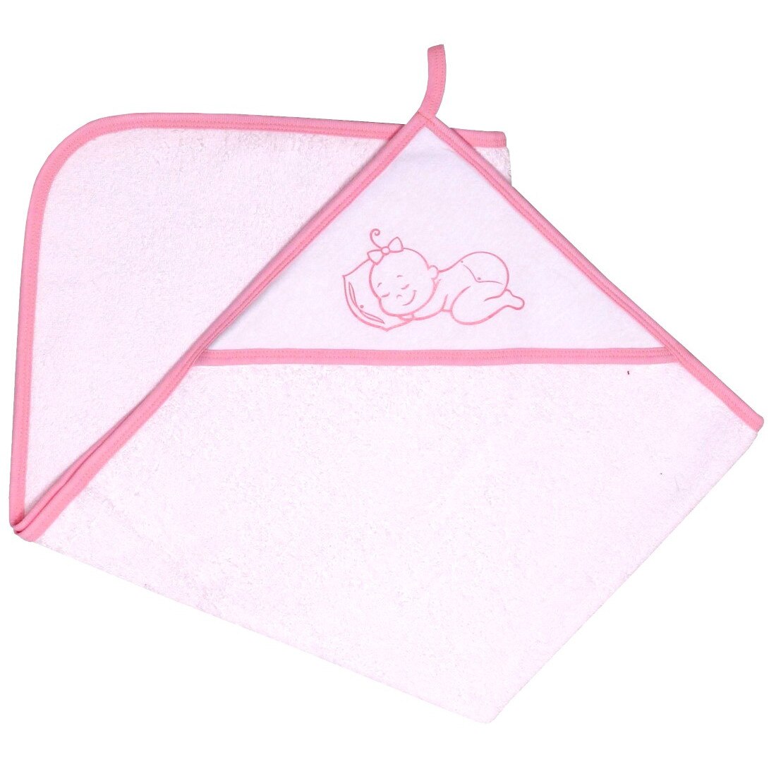 Prosop bebe cu gluga, kara baby, alb cu roz, 