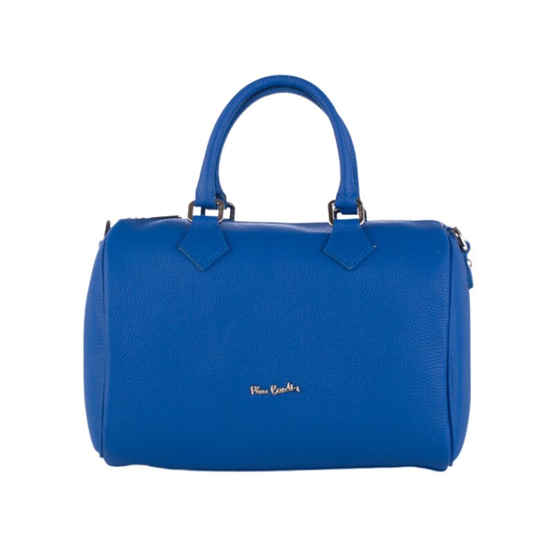 Geanta de mana din piele naturala, Pierre Cardin, Albastru neon