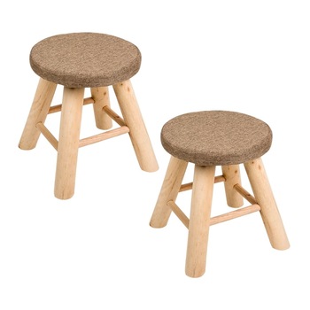 Set 2 Taburete rotunde cu imprimeu clasic pentru decor, 4 picioare, 100 Kg, Maro, 28x32 cm, 2 piese Set 2 Taburete rotunde cu imprimeu clasic pentru decor, 4 picioare, 100 Kg, Maro, 28x32 cm, 2 piese