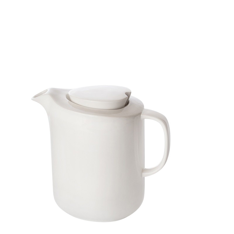 Cana din portelan cu capac, alba, 800 ml