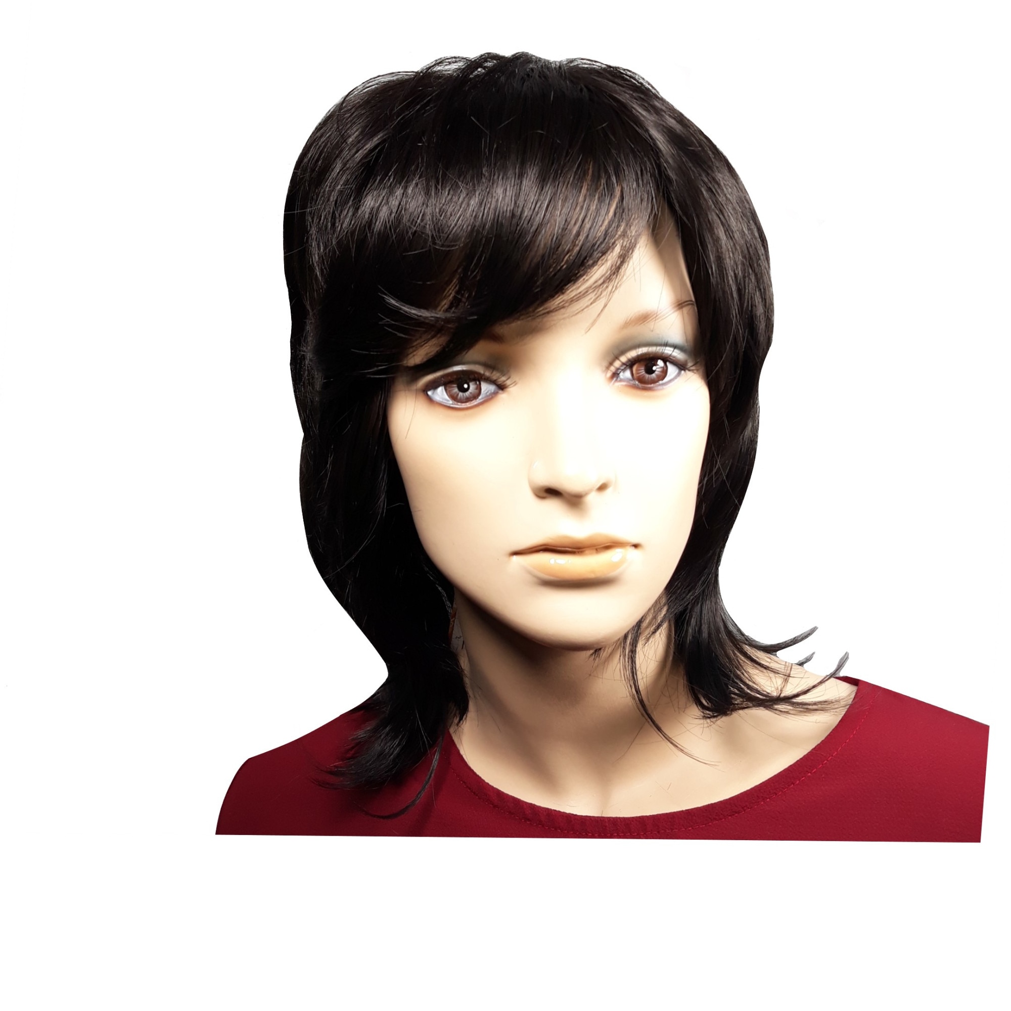 Peruca dama, fibra sintetica, cu aspect natural, negru natural