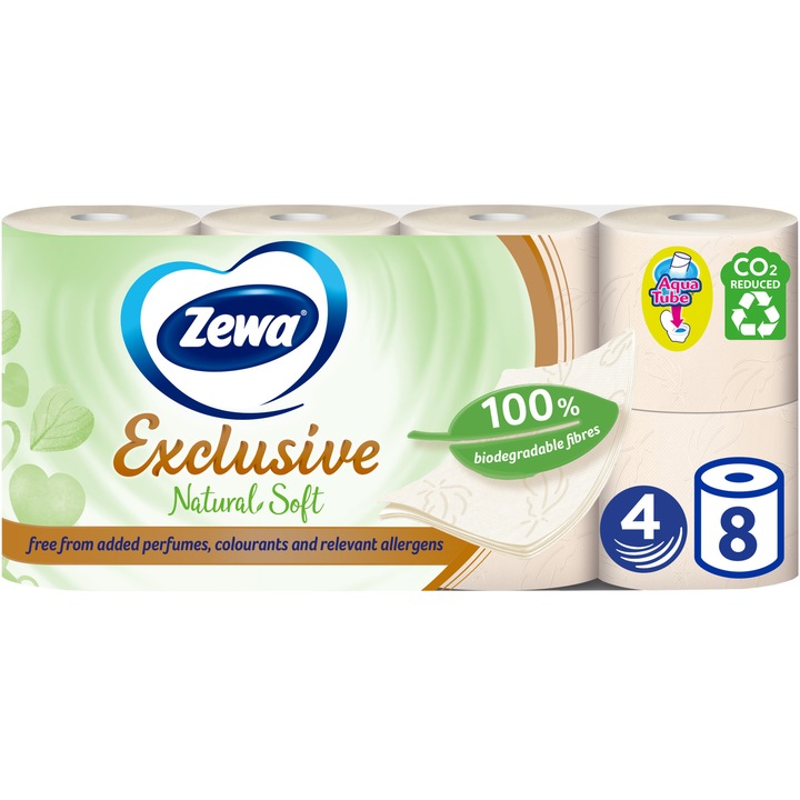 Zewa Exclusive Natural Soft toalettpapír 4 rétegű, 8 tekercs