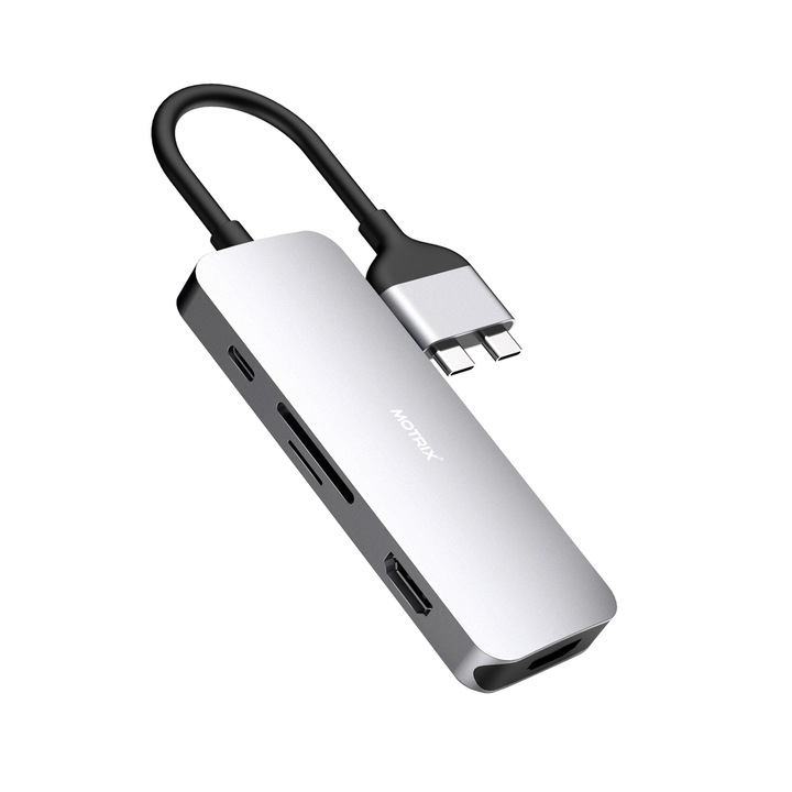 Hub adaptor Motrix® dual Thunderbolt 3 la 2 x HDMI extended display+ 3 x USB3.0 + SD + Micro SD + Power Delivery 3.0