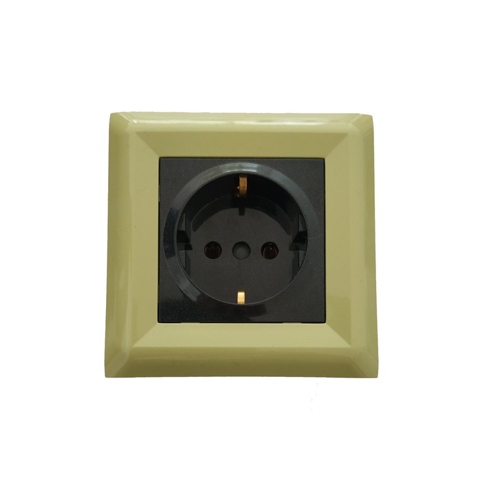 Контакт единичен LB Light Softline, перлено черен със зелена рамка