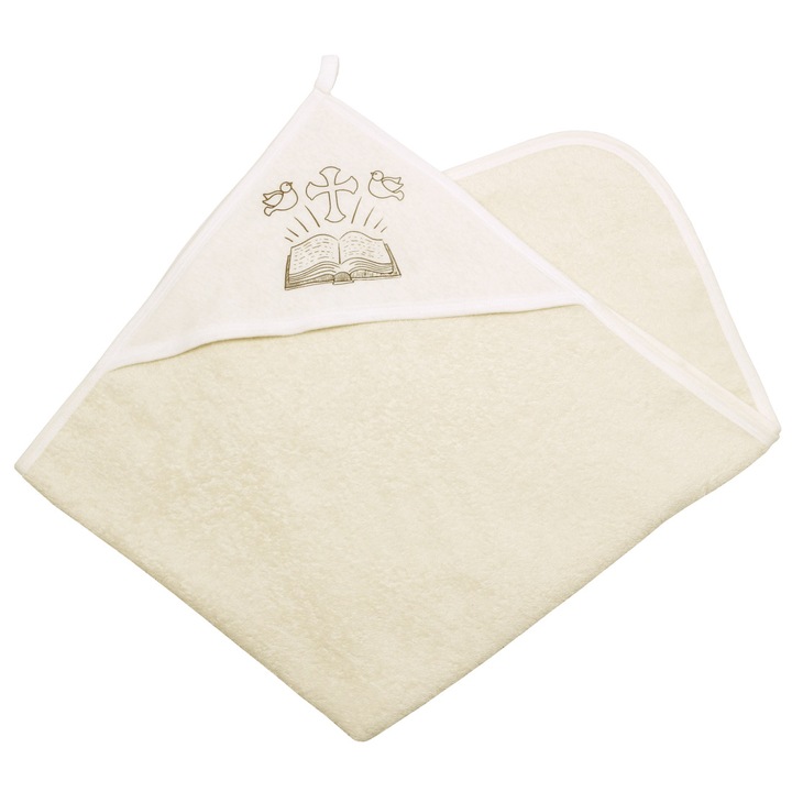 Prosop bebe cu gluga, pentru botez, kara baby, crem