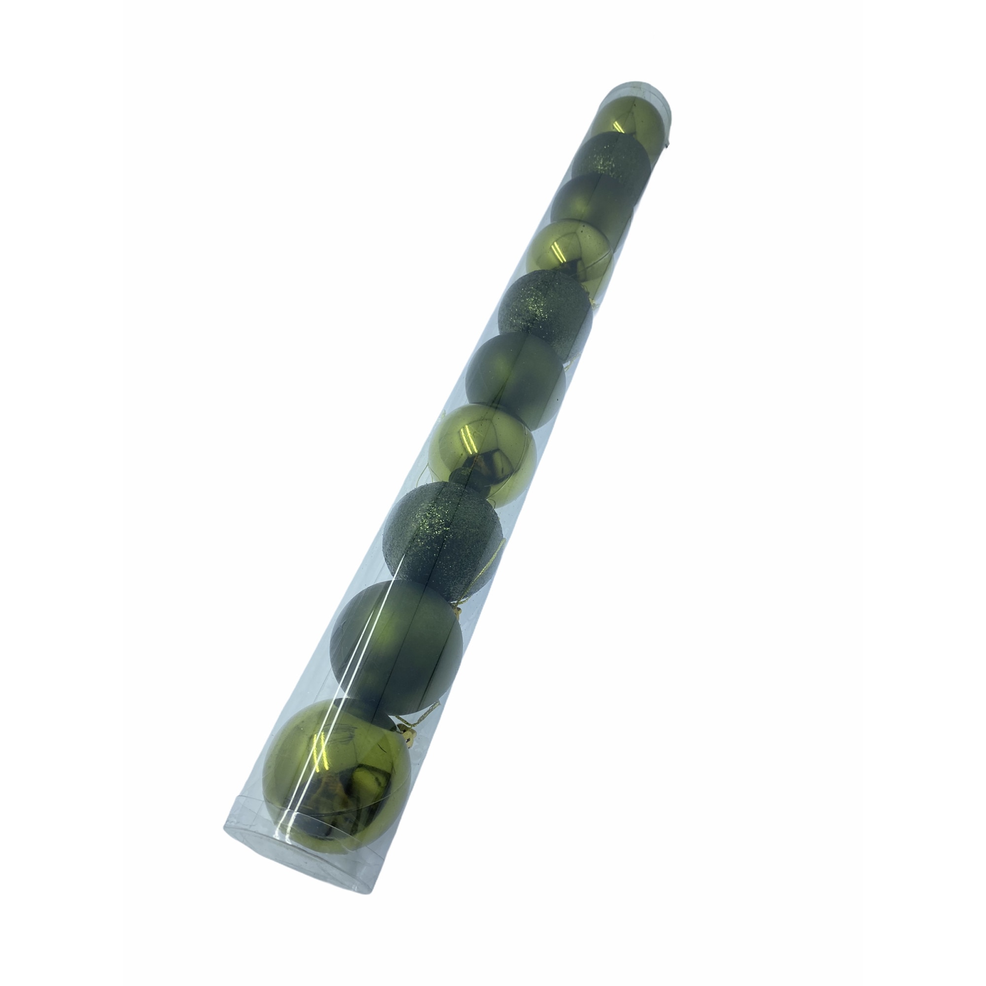 Set 10 globuri brad, Atelier, Rotund, Verde militar, Mixt, 6cm