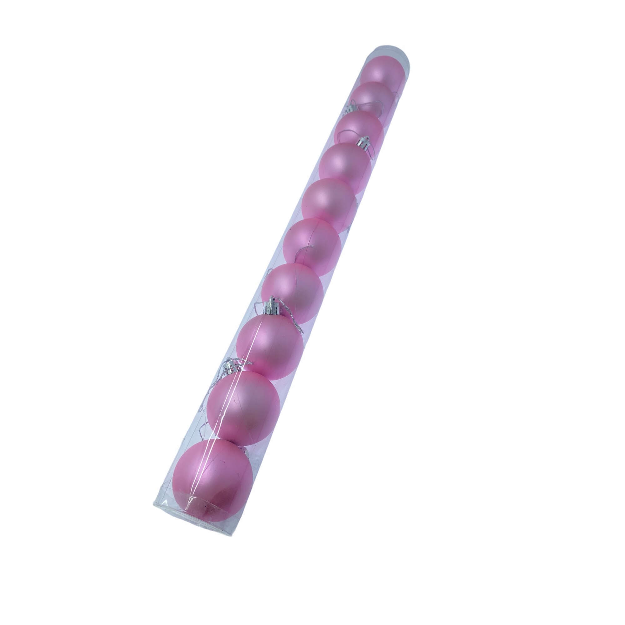 Set 10 globuri brad, Atelier, Rotund, Roz perlat, 5cm