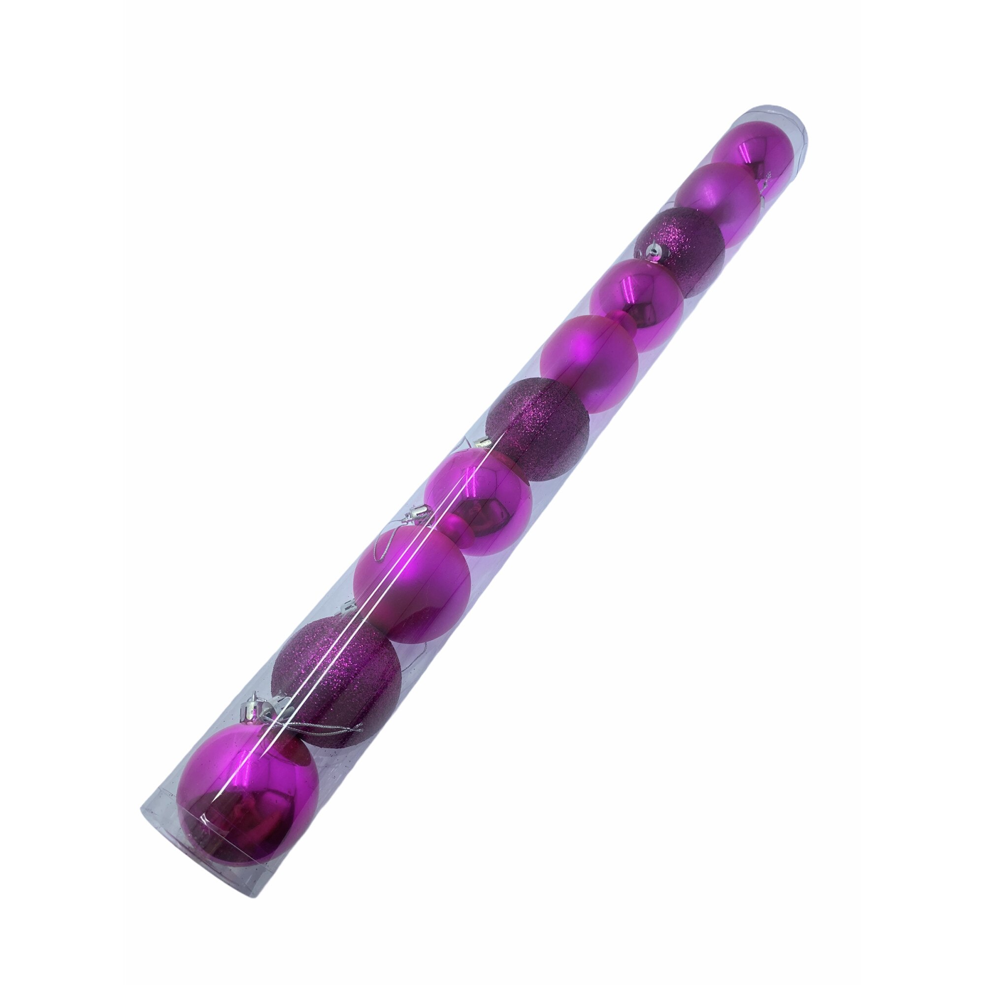 Set 10 globuri brad, Atelier, Rotund, Mov, Mixt, 6cm