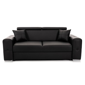 Canapea Fixa 2 locuri BELLAGIO, cu tetiere, 205x100x100 cm - Negru-Piele-Imitatie Canapea Fixa 2 locuri BELLAGIO, cu tetiere, 205x100x100 cm - Negru-Piele-Imitatie
