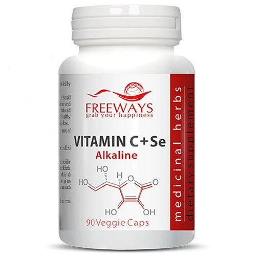 Vitamina C alcalina + Se,90 capsule vegetale Freeways