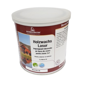 Impregnant decorativ pe baza de ceara pentru lemn, Borma Wachs, Holzwachs Lasur, neutru, 750 ml Impregnant decorativ pe baza de ceara pentru lemn, Borma Wachs, Holzwachs Lasur, neutru, 750 ml