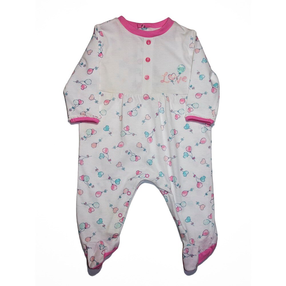 Salopeta cu botoc bebelusi, Fagottino, 3-6 luni, alb imprimata