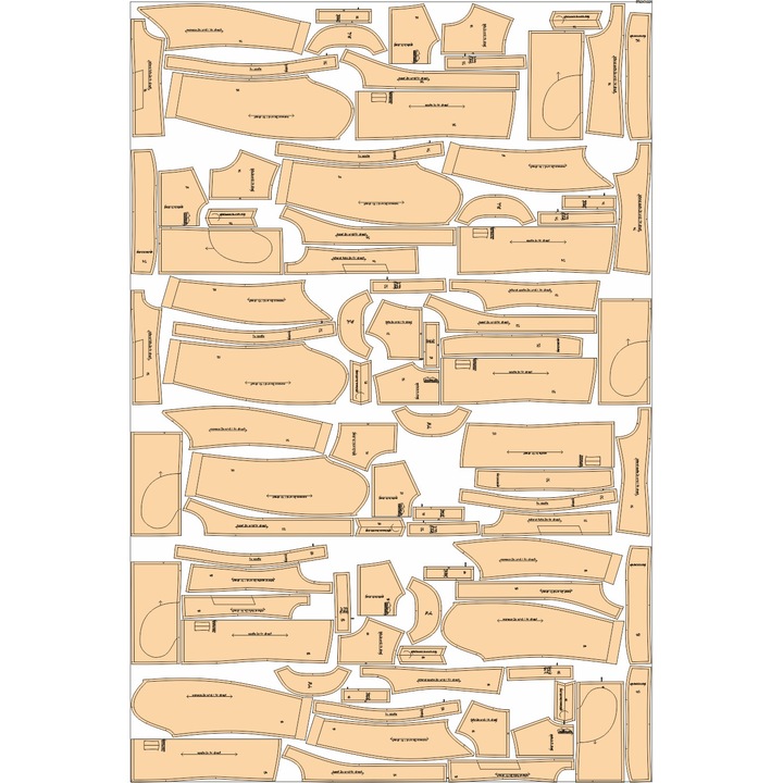 Tipar Croitorie Jacheta Matlasata Barbati, 7 marimi 44- 56, hartie