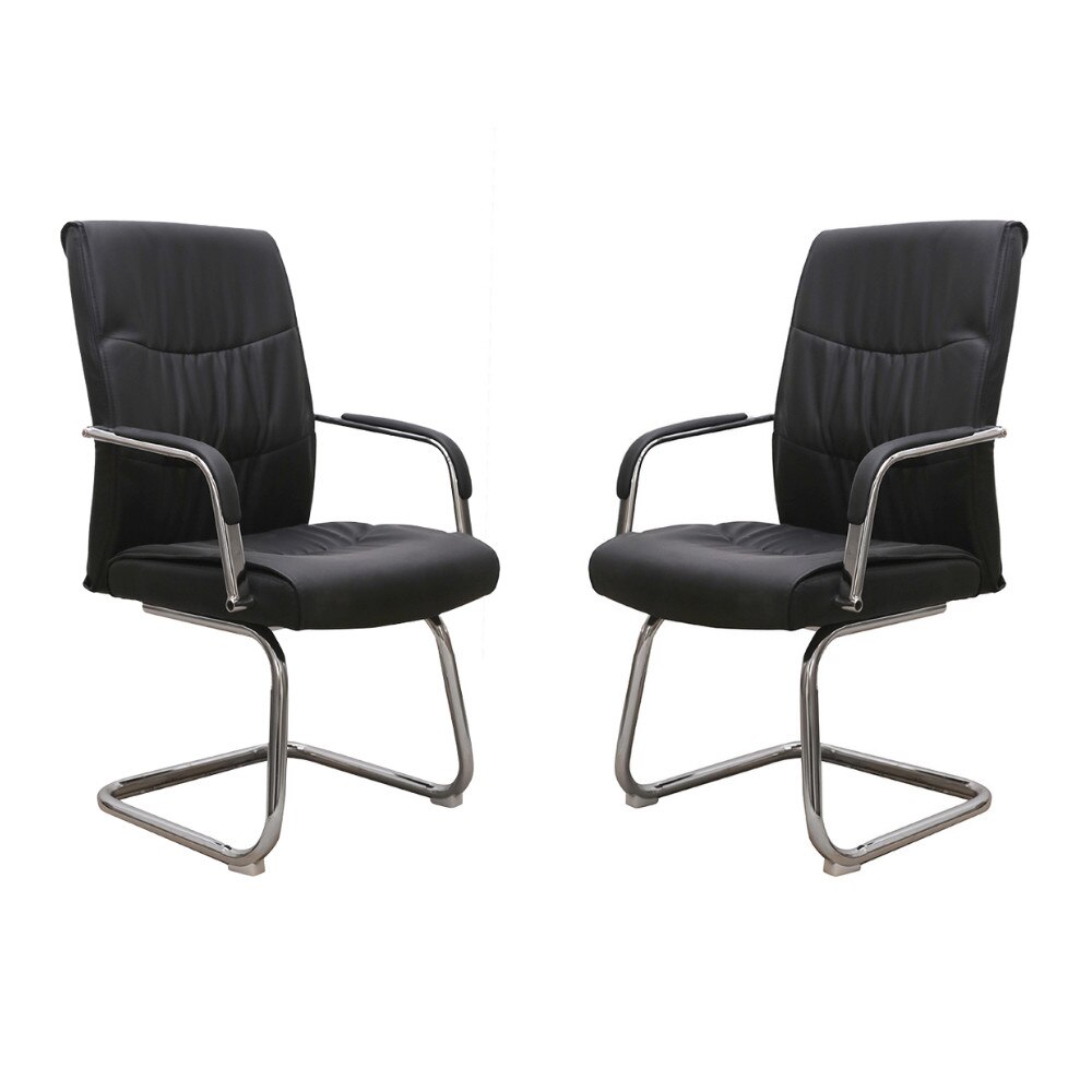 Set 2 scaune de vizitator Moderna Stanley CF, piele ecologica, negru