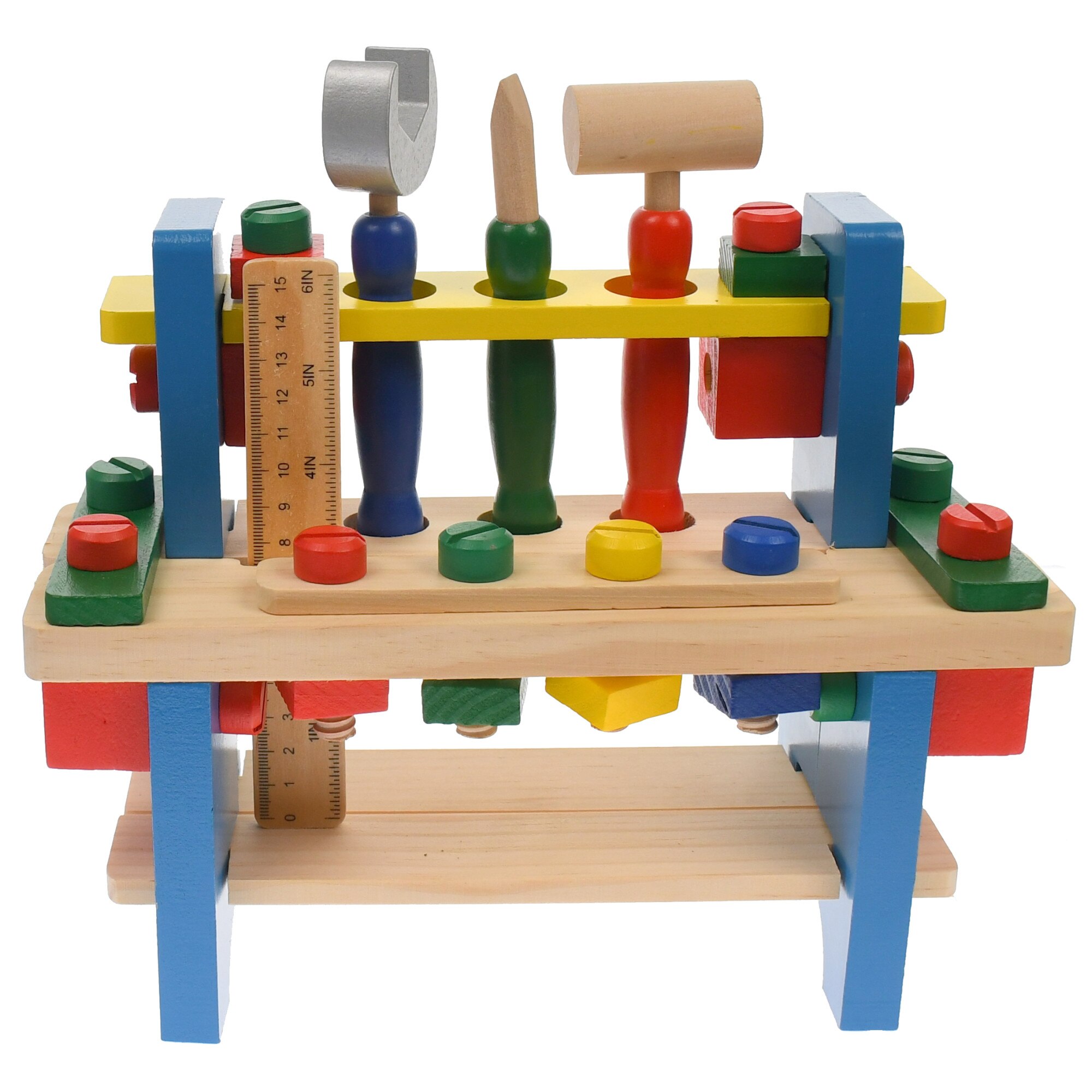 Banc de scule de jucarie pentru copii, din lemn, 16 accesorii - 11150435