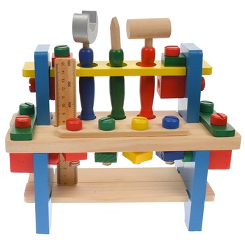 Banc de scule de jucarie pentru copii, din lemn, 16 accesorii - 11150435 Banc de scule de jucarie pentru copii, din lemn, 16 accesorii - 11150435