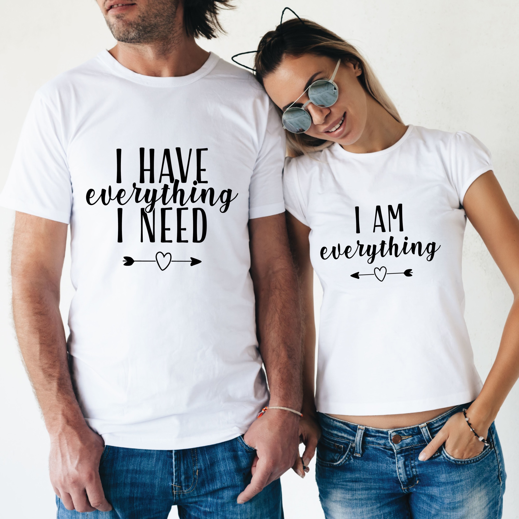 Set tricouri cuplu, albe 