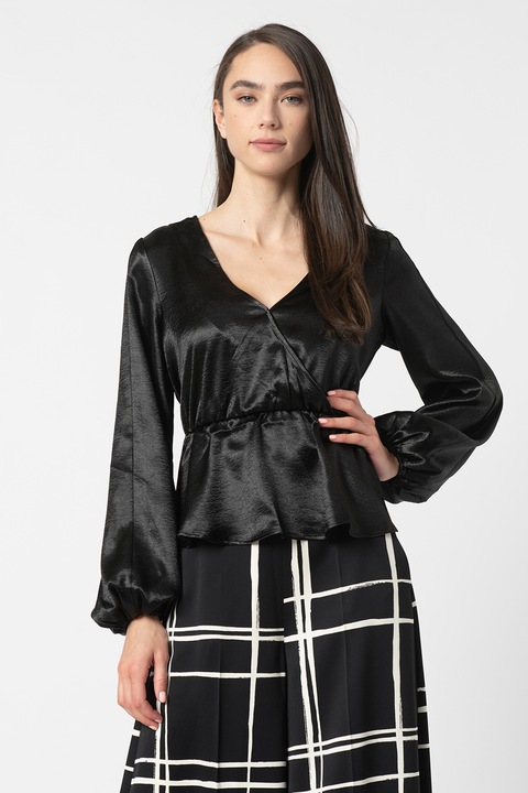 GUESS, Bluza petrecuta de satin, Negru, S