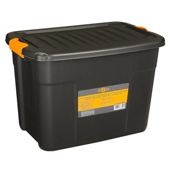 Cutie depozitare din plastic rezistent, cu capac si cleme de prindere, 60.5 Litri, Negru, 61x38x40 cm Cutie depozitare din plastic rezistent, cu capac si cleme de prindere, 60.5 Litri, Negru, 61x38x40 cm