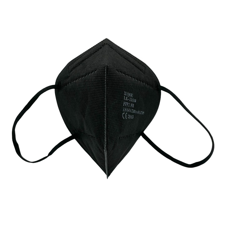5 db FFP2 KN95 egészségügyi maszk készlet, 5 rétegű, fekete színű, CE minősítéssel