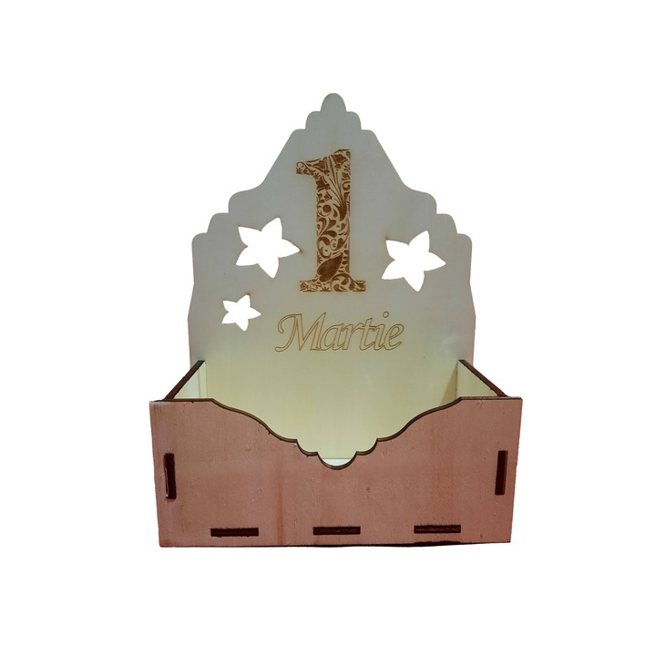 Cutie mare pentru Aranjamente Florale, Model Model 1 Martie, Lemn, 20x9 cm, M17