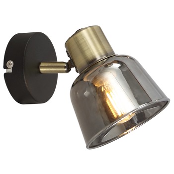 Aplica Smoky KL161005, 1 x E14, negru + alama antica + fumuriu Aplica Smoky KL161005, 1 x E14, negru + alama antica + fumuriu