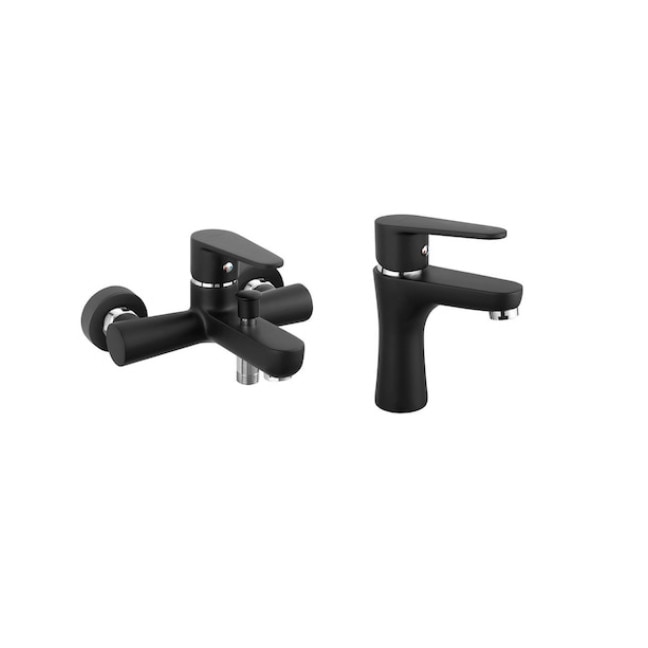 Pachet 2in1 baterie perete cada/dus si baterie lavoar Algeo, Negru Mat