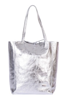 Zevo, Geanta tote din piele cu aspect metalizat Cecilia, Argintiu Zevo, Geanta tote din piele cu aspect metalizat Cecilia, Argintiu