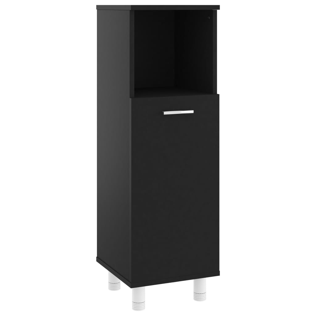 Dulap de baie cu spatiu de depozitare, vidaXL, PAL, 30 x 30 x 95 cm, Negru