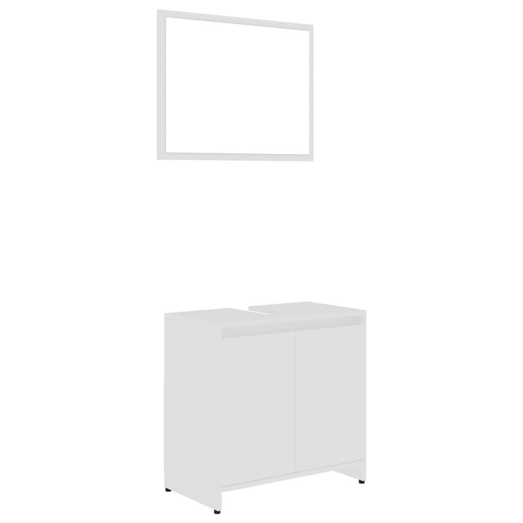 Set mobilier de baie cu oglinda, vidaXL, PAL, 60 x 33 x 58 cm, Alb