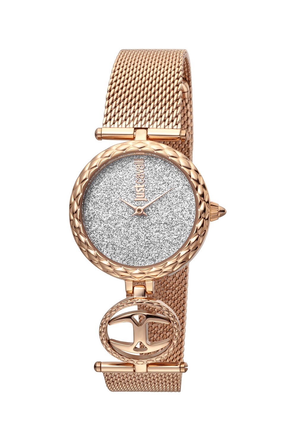 JUST CAVALLI, Ceas de otel inoxidabil cu logo, Auriu rose