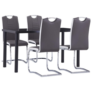 Set mobilier de bucatarie din 5 piese, vidaXL, Piele artificiala, 140 x 70 x 75 cm, Gri Set mobilier de bucatarie din 5 piese, vidaXL, Piele artificiala, 140 x 70 x 75 cm, Gri