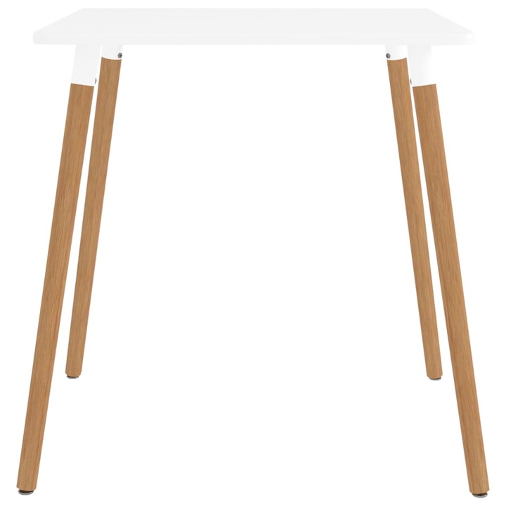 Set de masa de bucatarie cu blat alb si 4 scaune cu sezut tapitat, vidaXL, Piele artificiala, 80 x 80 x 75 cm, Alb