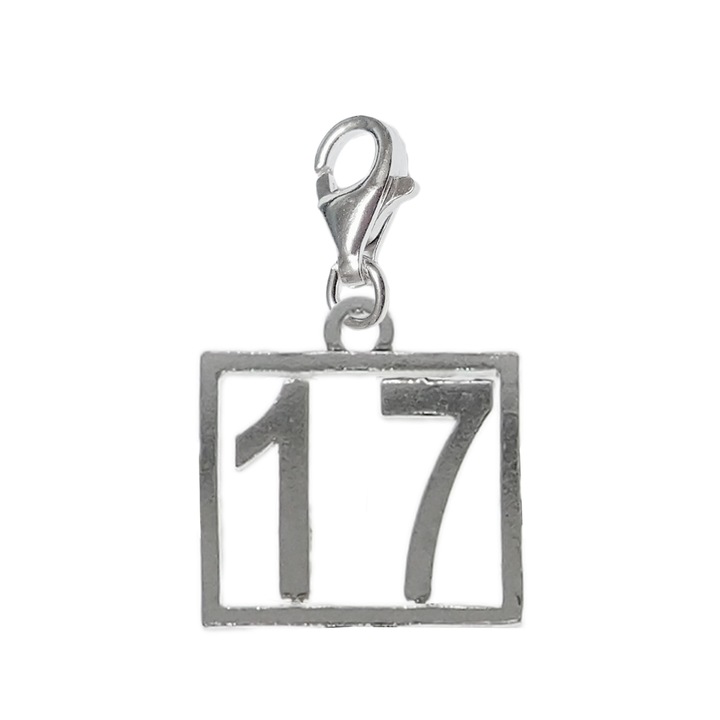 Pandantiv argint carabina Cifra 17 numar norocos cifre aniversare 10251_7320 Dras 17 Argintiu