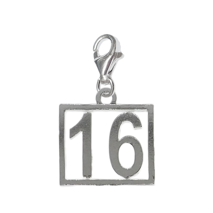Pandantiv argint carabina Cifra 16 numar norocos cifre aniversare 10251_6320 Dras 16 Argintiu