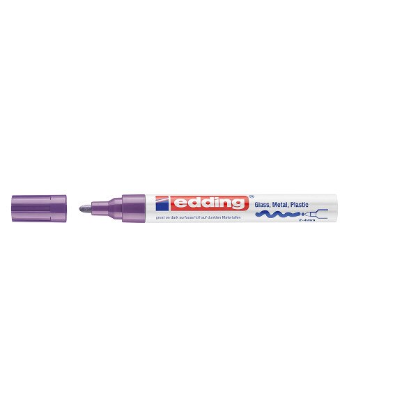 Marker permanent Edding 750, cu vopsea, corp metalic, varf rotund, 2-4 mm, violet
