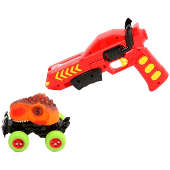 Masinuta de jucarie cu lansator de masinuta mecanica dinozaur, rosu Masinuta de jucarie cu lansator de masinuta mecanica dinozaur, rosu