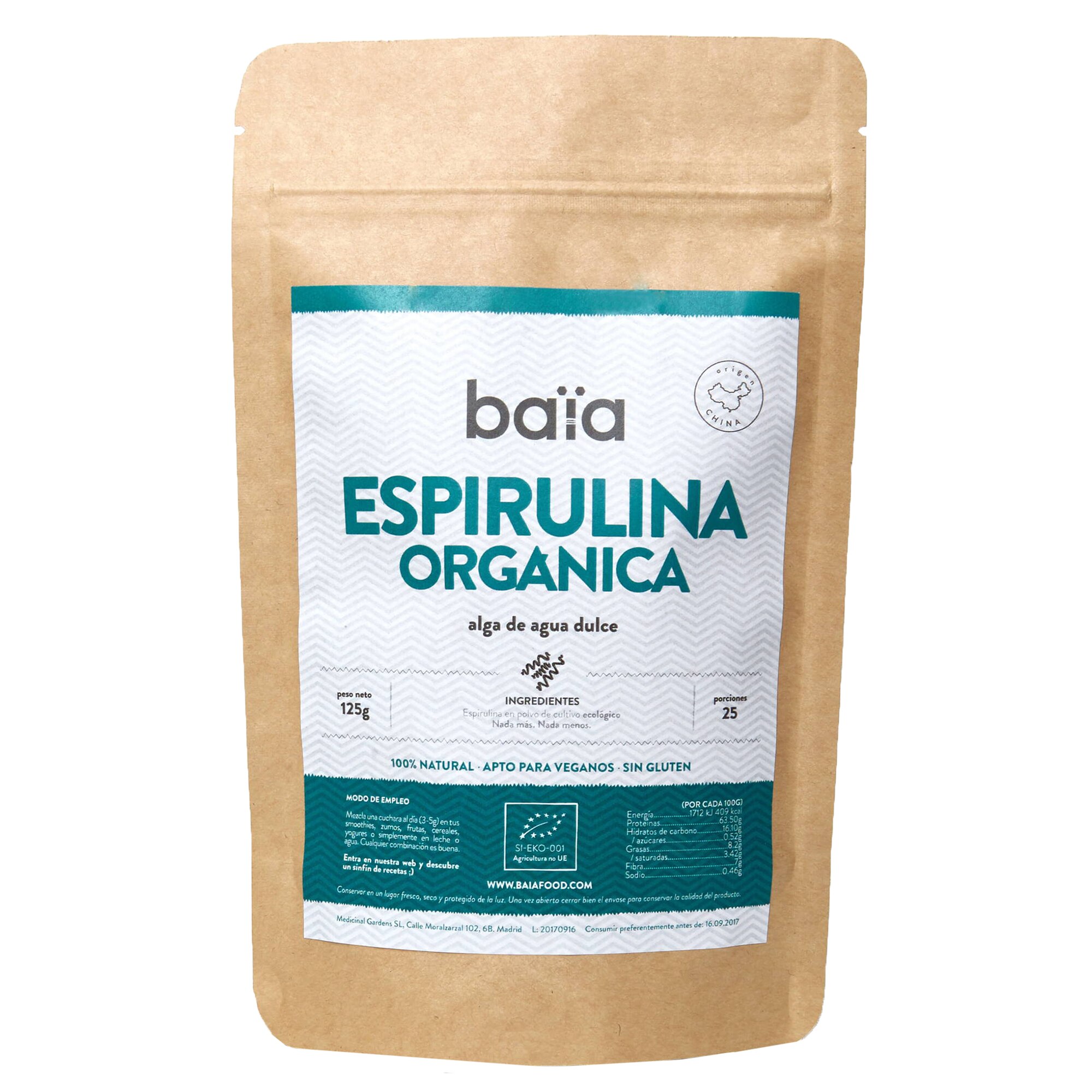 Spirulina bio pulbere Baia Food, 125g