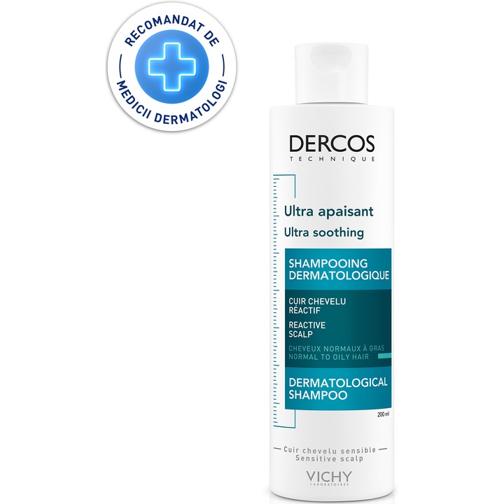 Vichy Dercos Ultra nyugtató sampon érzékeny és zsíros fejbőrre, 200 ml